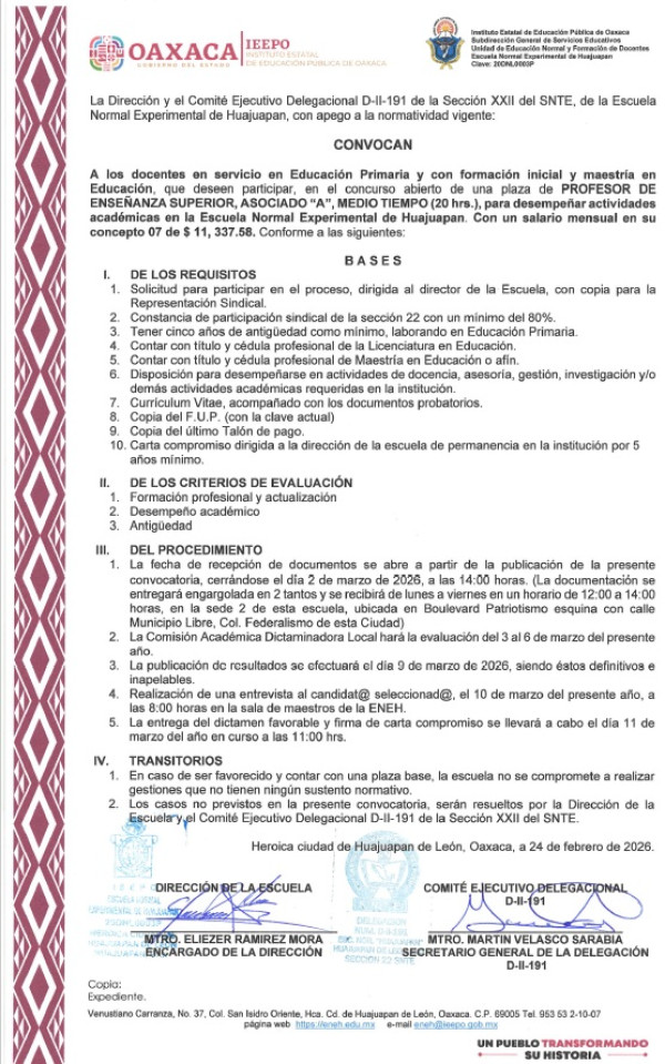 CONVOCATORIA PARA OCUPAR UNA PLAZA INICIAL. 2026